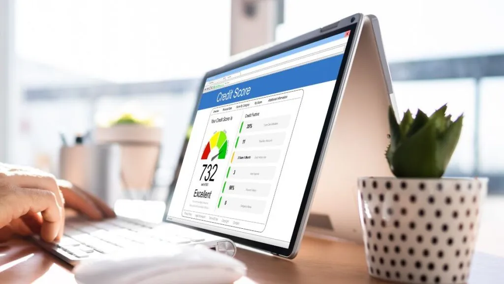 Computer screen with credit score