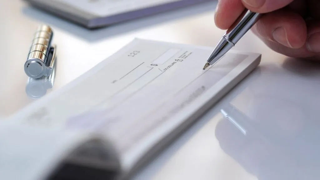 check being written