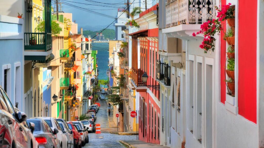 Colorful homes on the street of Puerto Rico