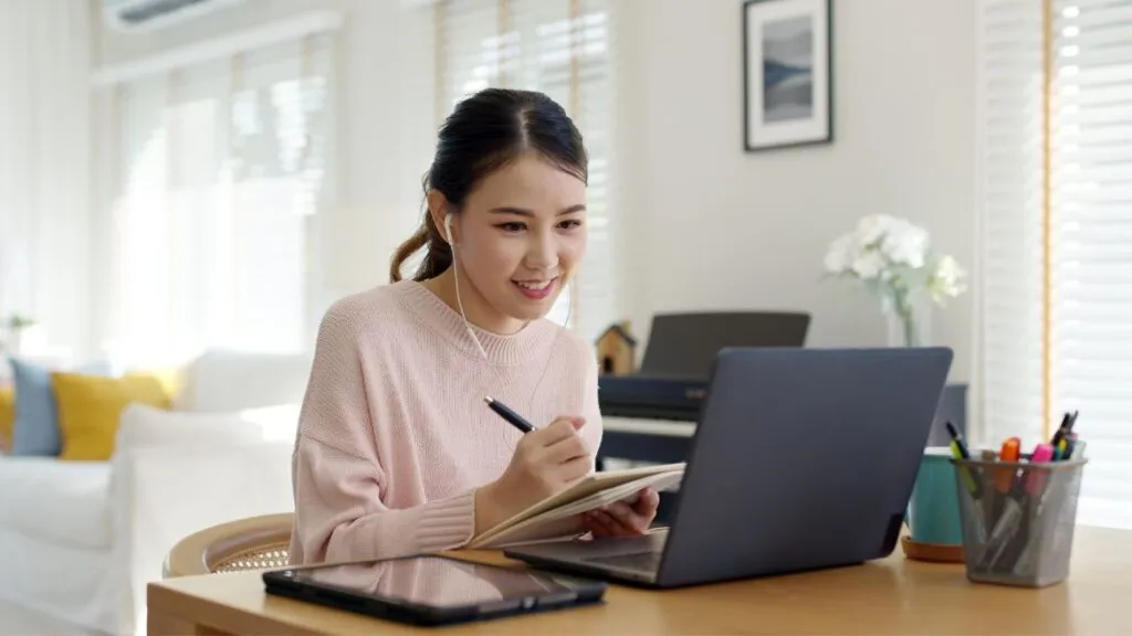 woman using a laptop